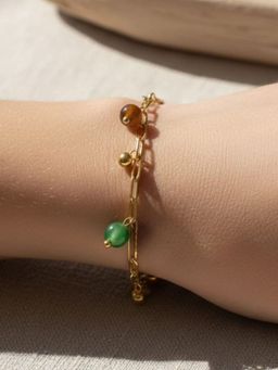 AQUASTREET - Multicolor Natural Stone Bracelet 18K Gold Plated Waterproof Anti-Tarnish