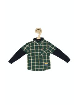 Allen Solly Junior - Boys Green Slim Fit Check Casual Shirt