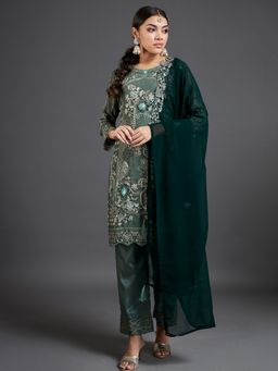 Readiprint - Green Color Kurti with Bottom and Dupatta (Set of 3)