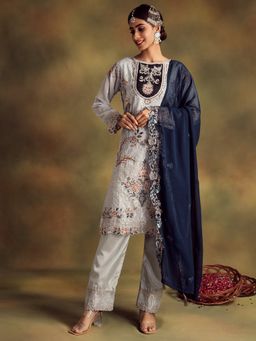 Readiprint - Grey Color Kurti with Bottom and Dupatta (Set of 3)