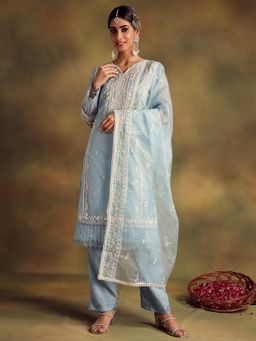 Readiprint - Blue Color Kurti with Bottom and Dupatta (Set of 3)
