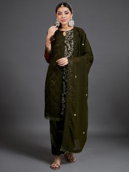 Readiprint - Olive Color Kurti with Bottom and Dupatta (Set of 3)