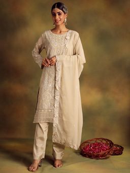 Readiprint - Beige Color Kurti with Bottom and Dupatta (Set of 3)