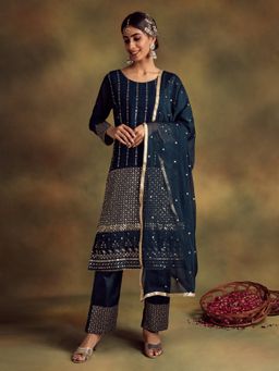 Readiprint - Teal Color Kurti with Bottom and Dupatta (Set of 3)