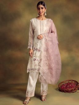 Readiprint - White Color Kurti with Bottom and Dupatta (Set of 3)