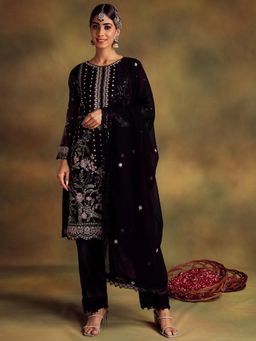 Readiprint - Black Color Kurti with Bottom and Dupatta (Set of 3)