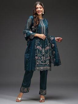 Readiprint - Teal Color Kurti with Bottom and Dupatta (Set of 3)