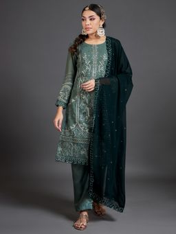 Readiprint - Olive Color Kurti with Bottom and Dupatta (Set of 3)