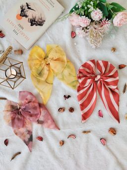 Label Kanupriya - Happy Summer Yellow, Maroon, Grapewine Bows (Pack of 3)