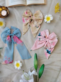 Label Kanupriya - Pastel Pink, Yellow, Blue Bows (Pack of 3)