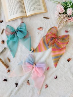Label Kanupriya - Dreamy Mustard, Blue, Pastel Bows (Pack of 3)