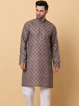 Kraft India - Mandarin Collar Ethnic Motif Multi Color Kurta
