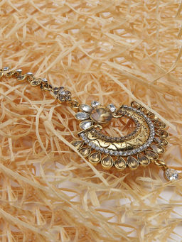 Anika's Creations - Anika's Creation Elegant Stone Studded Gold Plated Maang Tikka
