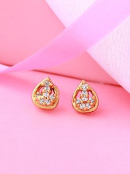 Estele - Gold Plated CZ Drop Shaped Stud Earrings for Women