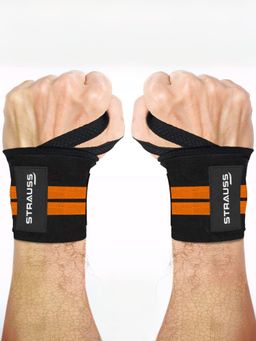 Strauss - Wl Cotton Wrist Support, Pack of 2 (Black & Orange)