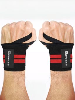 Strauss - Wl Cotton Wrist Support, Pack of 2 (Black & Red)
