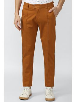 Peter England - Men Brown Solid Super Slim Fit Casual Trousers