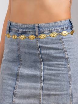 AQUASTREET - Oval Disc Antique Gold Plated Anti-Tarnish Waist Chain Belt