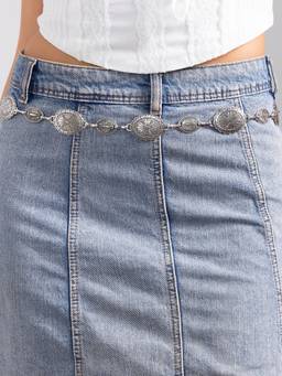AQUASTREET - Small and Big Oval Disc Antique Silver Plated Anti-Tarnish Waist Chain Belt