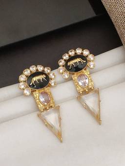 Abdesigns - Elite Gold Plated American Diamod Drop Earrings