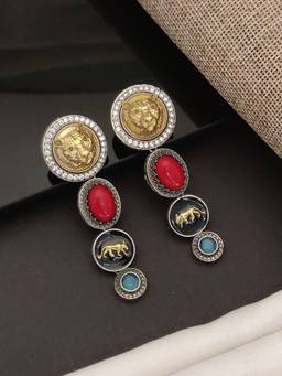 Abdesigns - Gold Plated Uncut Polki Stone Drop Earrings