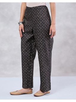 Fabindia - Women Brown Cotton Silk Hand Block Printed Pant