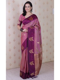SGF11 - Pink Women Kanjivaram Soft Silk Saree with Unstitched Blouse