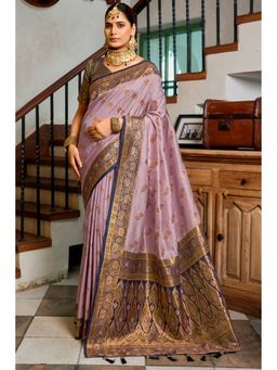SGF11 - Lavender Blue Women Kanjivaram Pure Soft Silk Saree with Unstitched Blouse