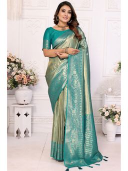 SGF11 - Blue Women Kanjivaram Tissue Pure Soft Silk Saree with Unstitched Blouse