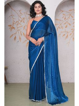SGF11 - Dark Blue Women Tissue Pure Soft Silk Saree with Unstitched Blouse