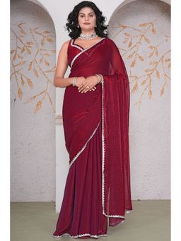 SGF11 - Maroon Women Tissue Pure Soft Silk Saree with Unstitched Blouse