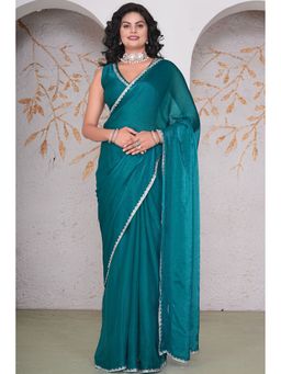 SGF11 - Teal Women Tissue Pure Soft Silk Saree with Unstitched Blouse