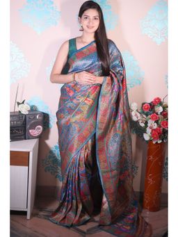 SGF11 - Blue Women Kanjivaram Pure Soft Silk Saree with Unstitched Blouse