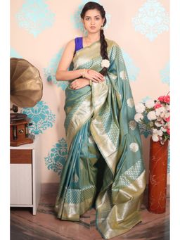 SGF11 - Light Blue Women Kanjivaram Pure Soft Silk Saree with Unstitched Blouse