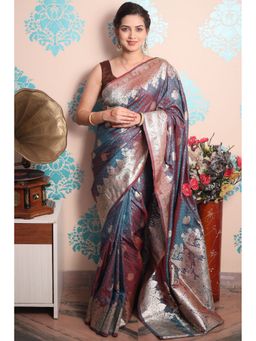 SGF11 - Grey Women Kanjivaram Pure Soft Silk Saree with Unstitched Blouse