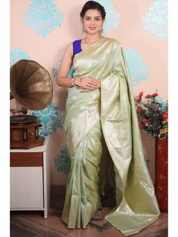 SGF11 - Light Green Women Kanjivaram Pure Soft Silk Saree with Unstitched Blouse