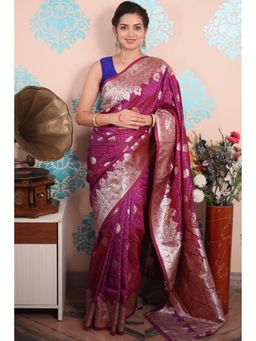 SGF11 - Pink Women Kanjivaram Pure Soft Silk Saree with Unstitched Blouse