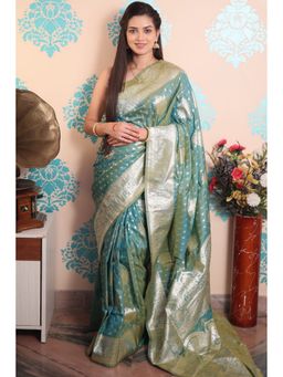 SGF11 - Light Blue Women Kanjivaram Pure Soft Silk Saree with Unstitched Blouse