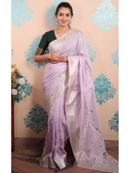 SGF11 - Lavender Women Kanjivaram Pure Soft Silk Saree with Unstitched Blouse