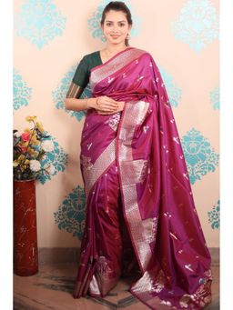 SGF11 - Magenta Women Kanjivaram Pure Soft Silk Saree with Unstitched Blouse