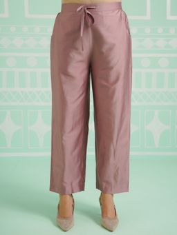 ARAMYA - Women Mauve Chanderi Solid Pant