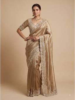Dress & Dazzle - Fawn Beige Embroidered Saree