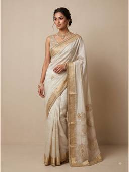 Dress & Dazzle - White Handloom Saree