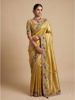 Dress & Dazzle - Yellow Handloom Saree