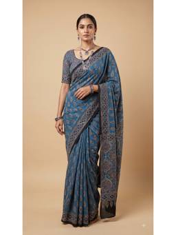 Dress & Dazzle - Blue Printed Saree