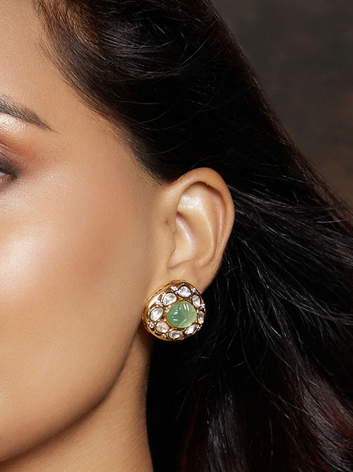 Joules By Radhika Classic Green Polki Studs