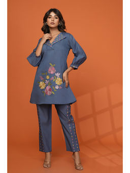 Autumnlane - Darika Cobalt Blue Embroidery Co-Ord (Set of 2)