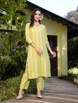 Stylum - Lime Green Woven Design Cotton Blend Co-Ord (Set of 2)