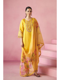 Autumnlane - Yellow Nadira Gold Embroidery Pakistani Kurta with Pant and Dupatta (Set of 3)