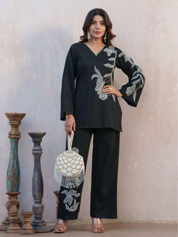 Autumnlane - Black Tashvika Ebony Embroidered Co-Ord (Set of 2)